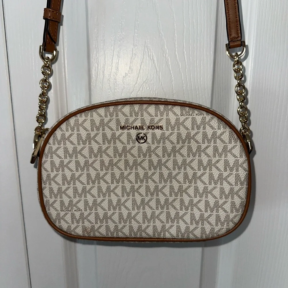Michael Kors Beige and Tan Crossbody Bag - Picture 1 of 4